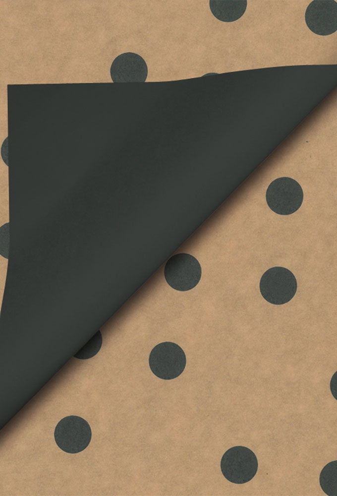 Geschenkpapier Dubbelzijdig kraft dots black & black 30cm x 200meter