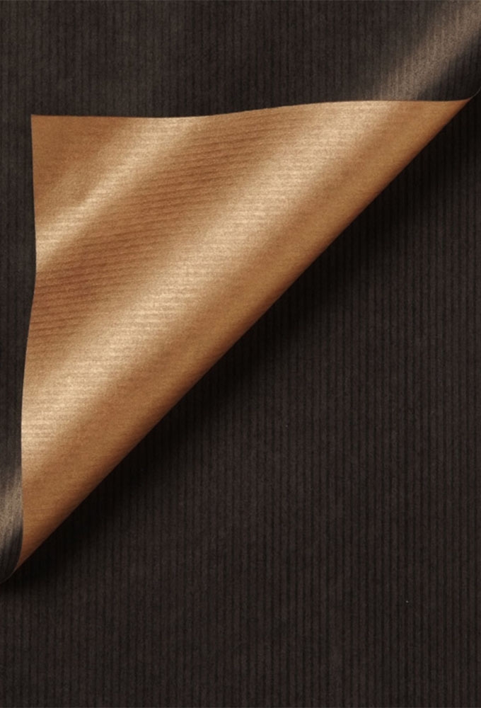 Geschenkpapier Kraft Dubbelzijdig Uni black & gold 30cm x 200meter