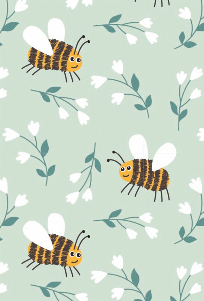 Geschenkpapier Coated Bees green 30cm x 200meter