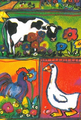 Geschenkpapier Wit Kraft Farm animals 50cm x 200meter