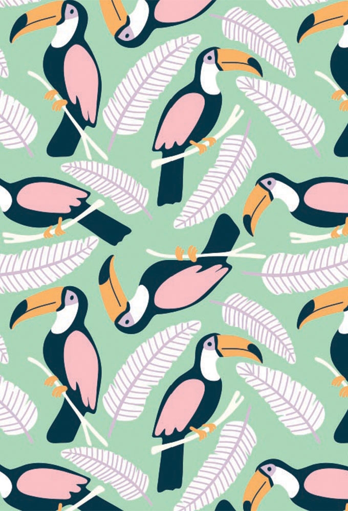 Geschenkpapier Coated Toucan green 70cm x 200meter