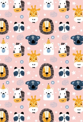 Geschenkpapier Coated Zoo pink 50cm x 200meter