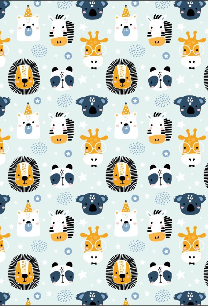 Geschenkpapier Coated Zoo blue 30cm x 200meter