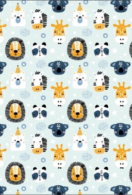 Geschenkpapier Coated Zoo blue 70cm x 200meter