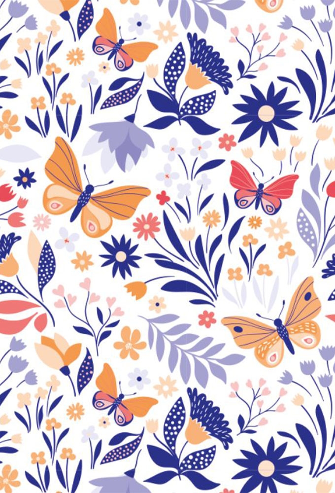 Geschenkpapier Coated Butterfly white 50cm x 200meter