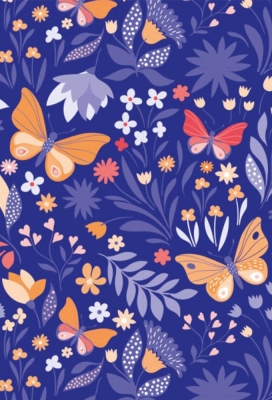 Geschenkpapier Coated Butterfly blue 50cm x 200meter