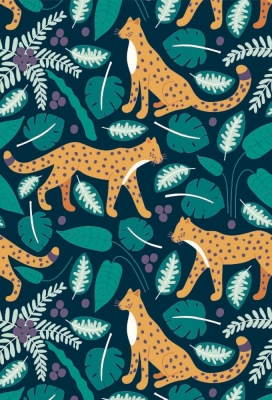 Geschenkpapier Coated Panther and leafs 50cm x 200meter Geschenkpapier Coated Panther and leafs 50cm x 200meter