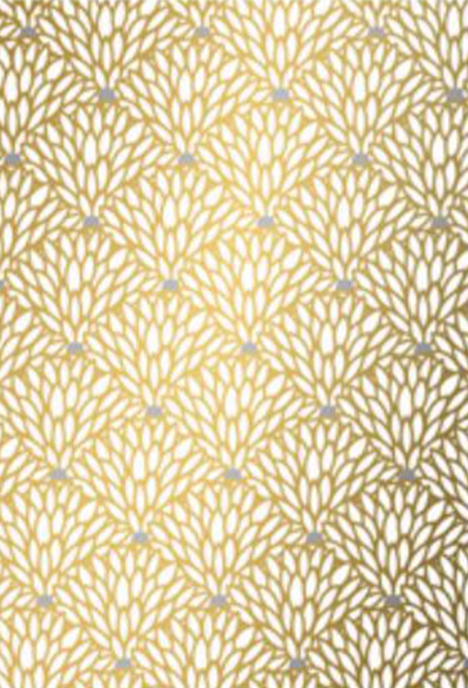 Geschenkpapier Golden flower grey dot Coated 30cm x 200meter