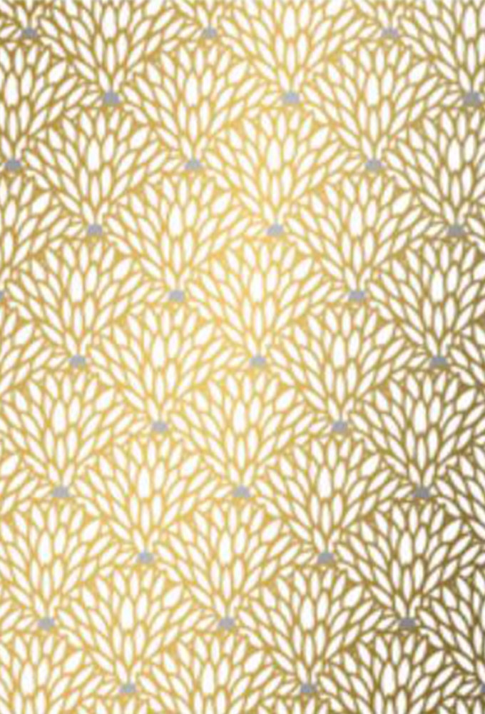Geschenkpapier Coated Golden flower grey dot 50cm x 200meter