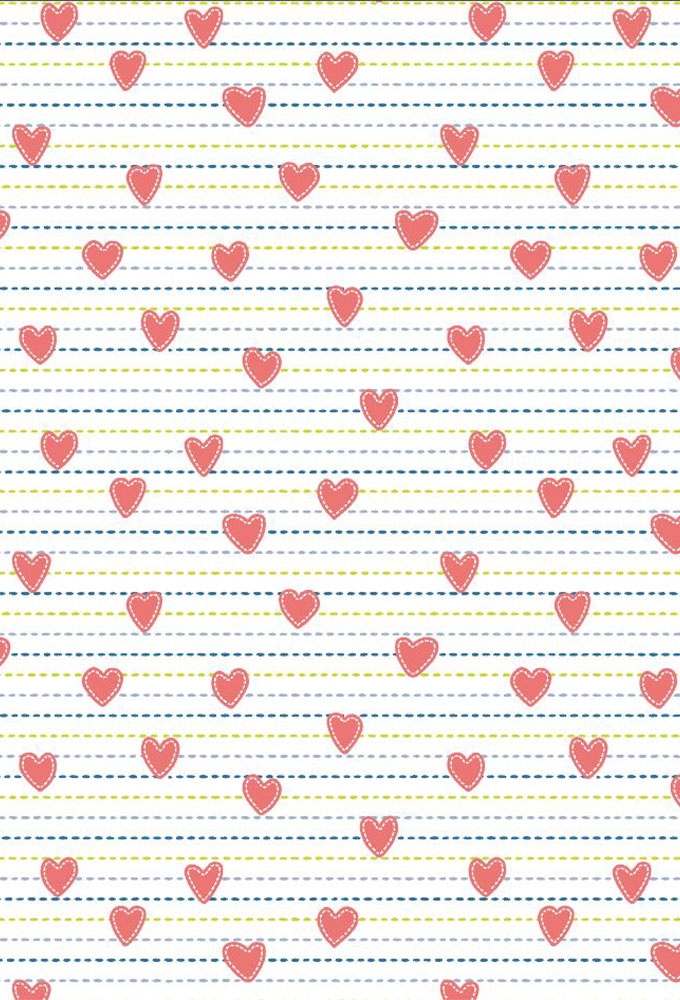 Geschenkpapier Coated Dubbelzijg Hearts and stripes 70cm x 200meter