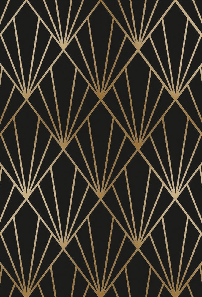 Geschenkpapier Black gold art deco Metallised 30cm x 100meter