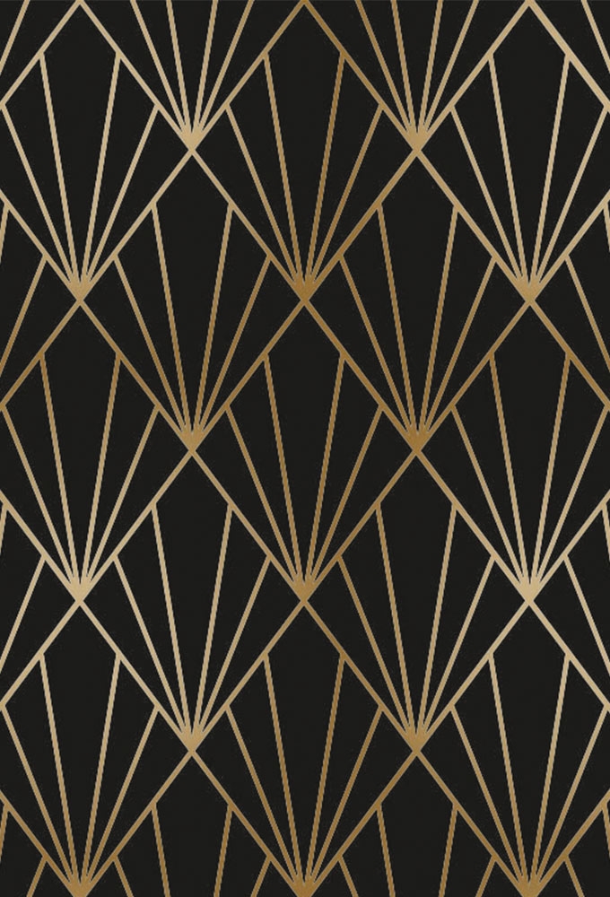 Geschenkpapier Metallised Black gold art deco 70cm x 100meter