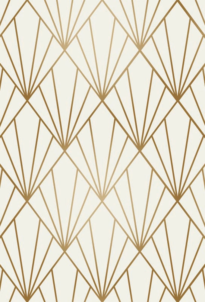 Geschenkpapier Creme gold art deco Metallised 50cm x 100meter