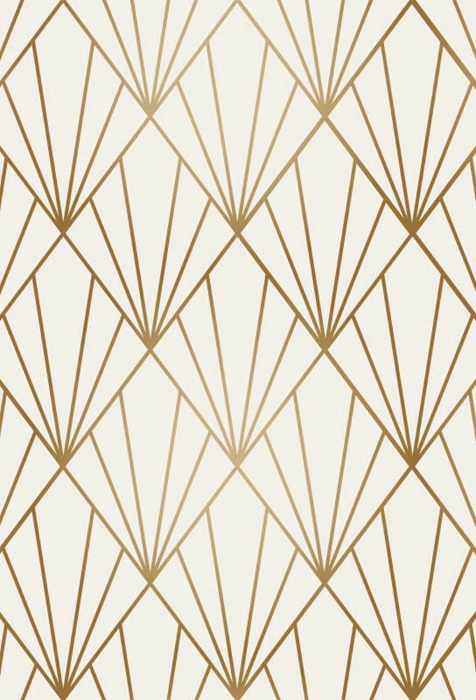 Geschenkpapier Metallised Creme gold art deco 50cm x 100meter