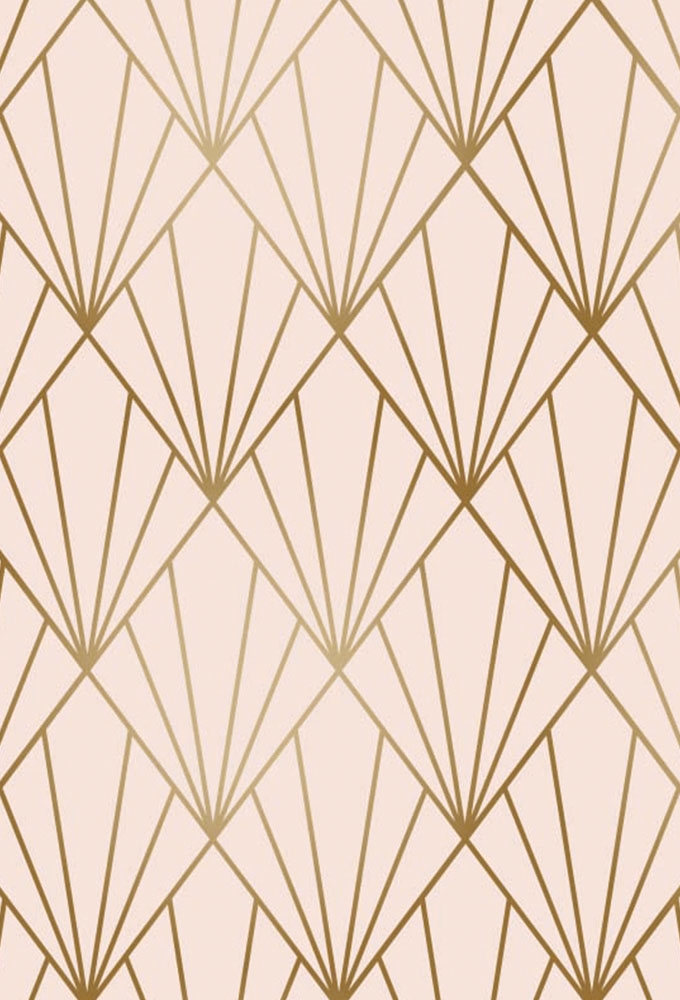 Geschenkpapier Rose gold art deco Metallised 30cm x 100meter