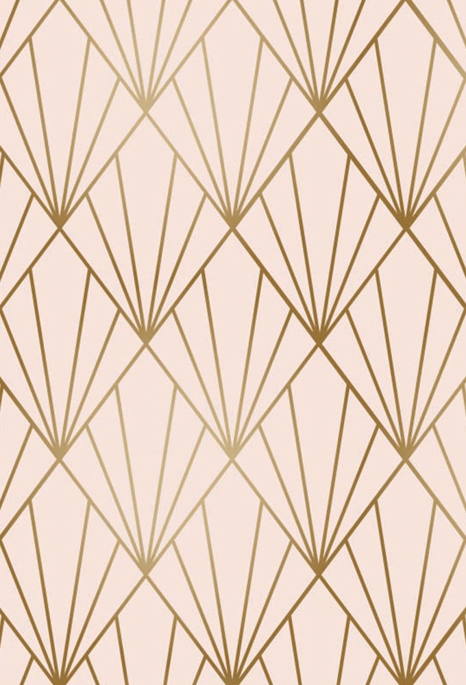Geschenkpapier Metallised Rose gold art deco 70cm x 100meter