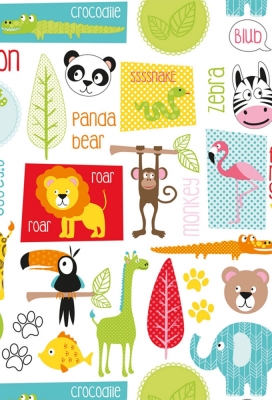 Geschenkpapier Zoo animals Coated 30cm x 200meter