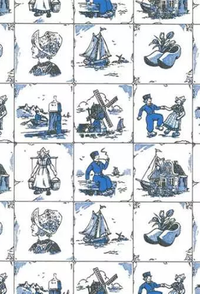 Cadeaupapier Kraft Wit Delfts Blauw 70gr 70cm x 200meter