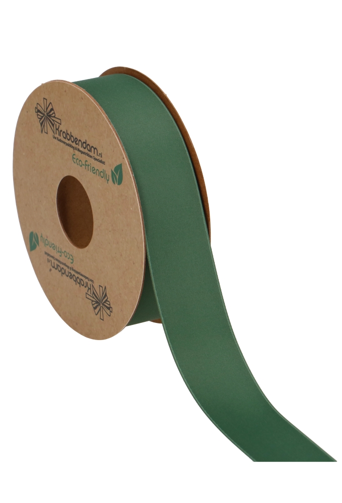 Geschenklint Satijn Dubbel Recycled Pet Donker Groen 25mm x 20 meter