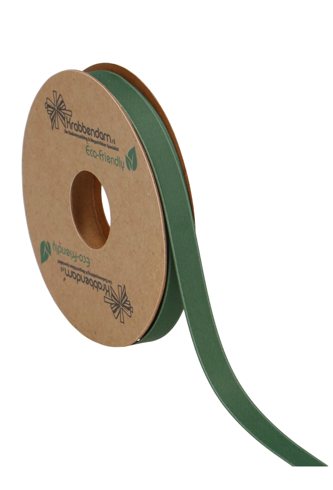 Geschenklint Satijn Dubbel Recycled Pet Donker Groen 10mm x 20 meter