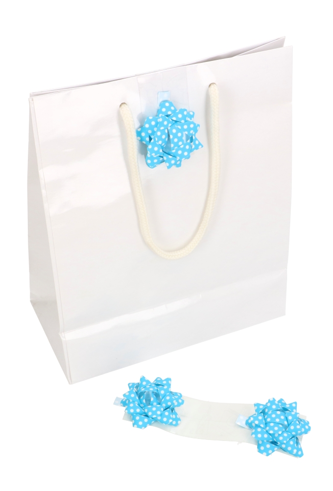 Tassensluiter 2x Mini Bows R50mm Dots Blauw Met Plakker 50stuks