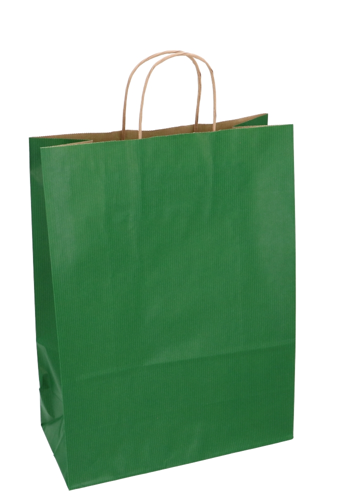 Papieren Draagtas Kassel Met Handvat Kraft Groen 26x12x35cm 50stuks