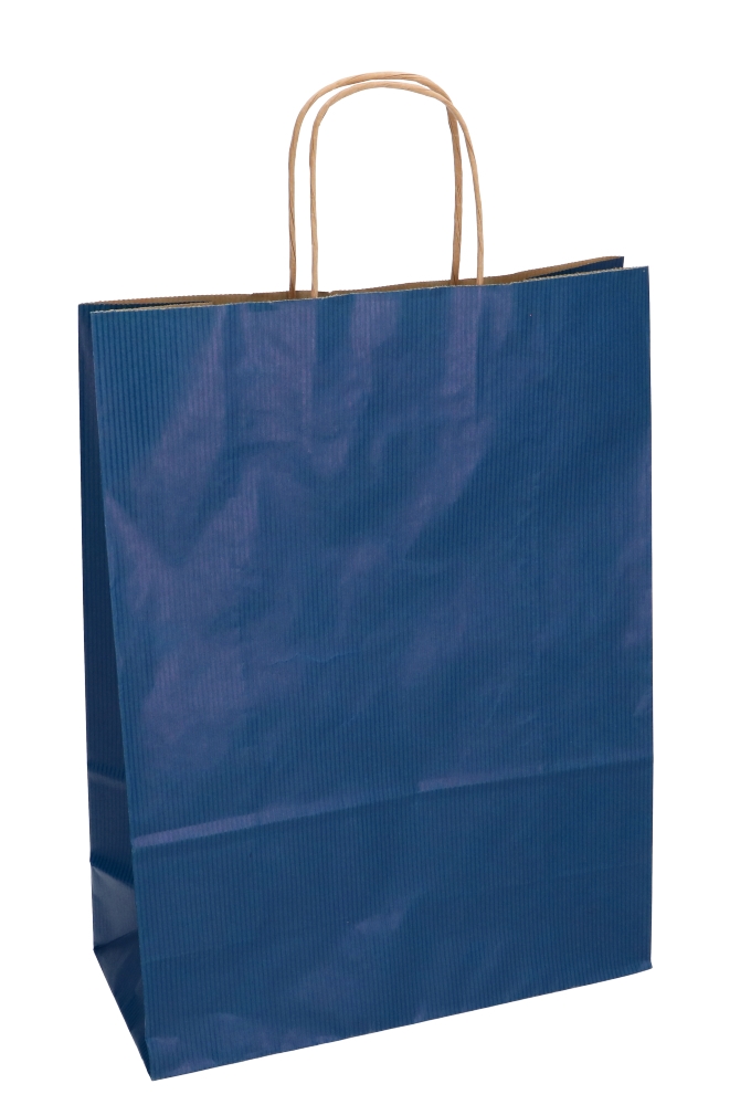 Papieren Draagtas Kassel Met Handvat Kraft Blauw 26x12x35cm 50stuks