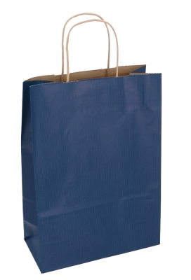 Papieren Draagtas Kassel Met Handvat Kraft Blauw A4 22x10x31cm 50stuks