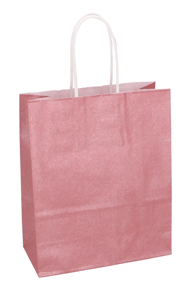 Papieren Draagtas Kassel & Handvat Metallic Oud roze A5 18x8x22cm 50st