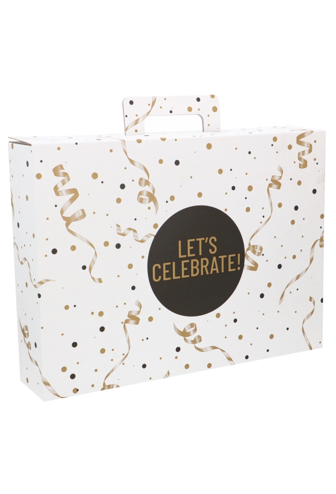 Geschenkdozen Koffer Let's Celebrate 47.5x9.5x34cm 15stuks