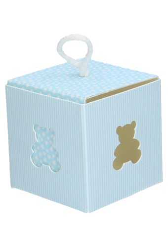 Geschenkdoosje Baby Blauw Beertje Venster 550gram 8x8x8cm 10stuks