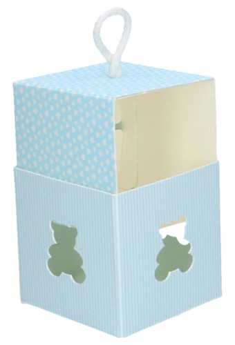 Geschenkdoosje Baby Blauw Beertje Venster 550gram 8x8x8cm 10stuks