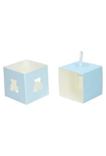 Geschenkdoosje Baby Blauw Beertje Venster 550gram 8x8x8cm 10stuks