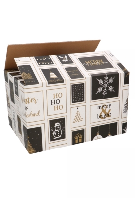 Kerstpakketdozen Winter Wonderland Zwart Goud 31x20x14cm 15stuks