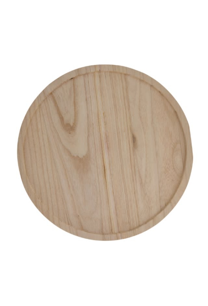 Dienblad rond paulowniahout 38x38x1.5cm 20stuks