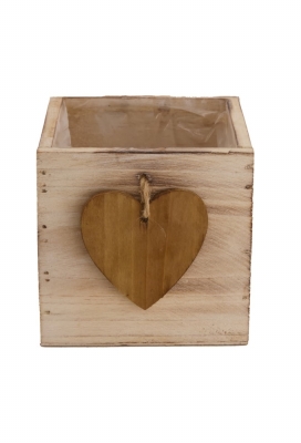 Geschenkbak hout met plastic 10x10x10cm 24stuks