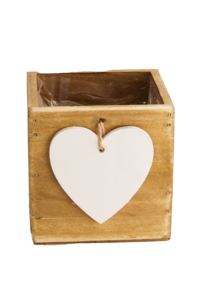 Geschenkbak hout met plastic 10x10x10cm 24stuks