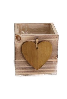 Geschenkbak hout met plastic 12x12x12cm 24stuks