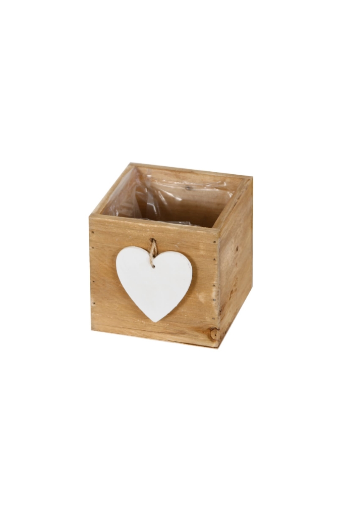 Geschenkbak hout met plastic 12x12x12cm 24stuks