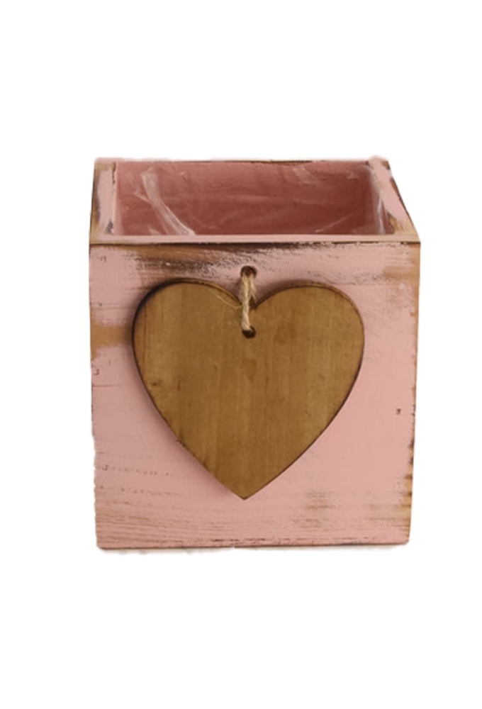 Geschenkbak hout met plastic 12x12x12cm 24stuks