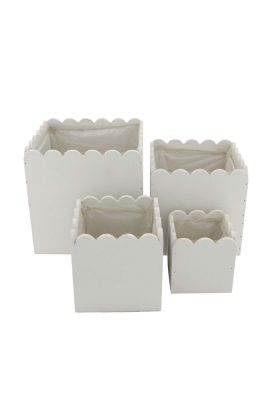 Geschenkbak dennenhout met plastic18x18x18cm Set van 4. 8stuks