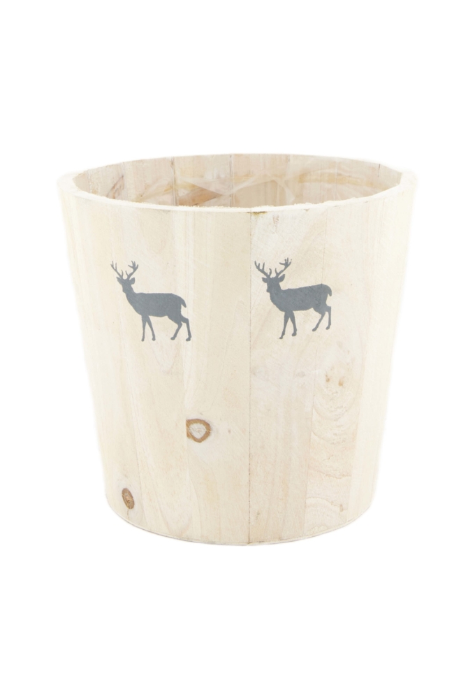 Geschenkbak hert spar hout met plastic 18x18x16cm 30stuks