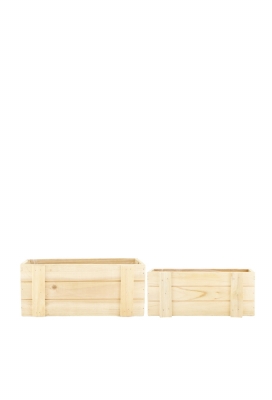 Geschenkbak multiplex hout met plastic  28x12x12cm Set 2. 24stuks