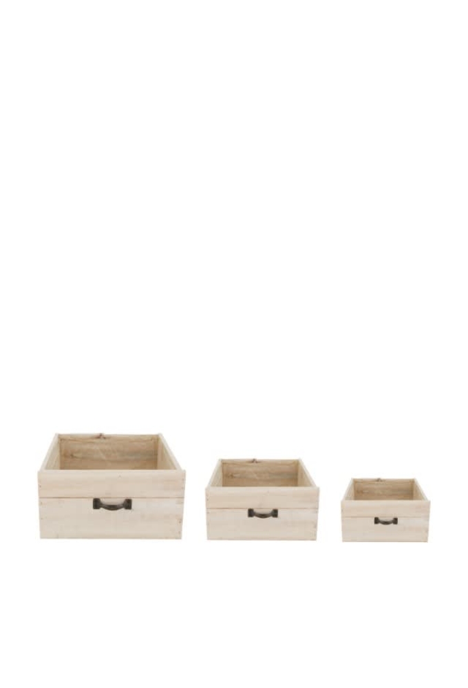 Geschenkbak Lade dennenhout 28x28x14,5cm Set 3. 5stuks