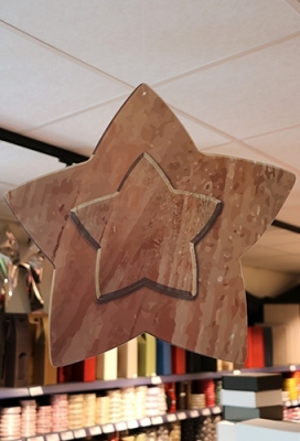 Decoratie Grote Etalage Wood Star 50x50cm 1 stuk