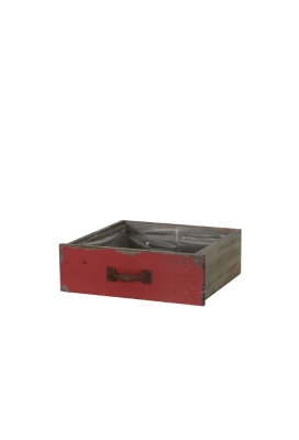 Lade Hout Rood Met Handvat 22,5x22x8cml 12stuks