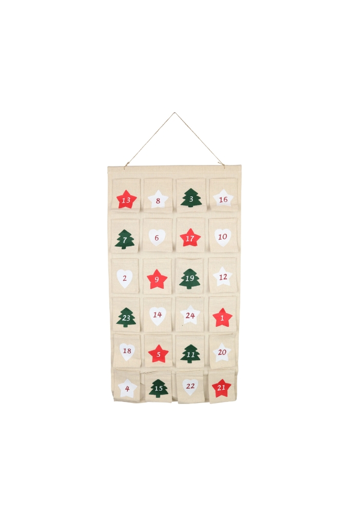 Adventskalender jute 47x1x78cm 10stuks