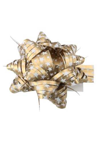 Kerst Mini Bows Strik Rond 70mm Raffia Goud & Sterren & Plakker 100st