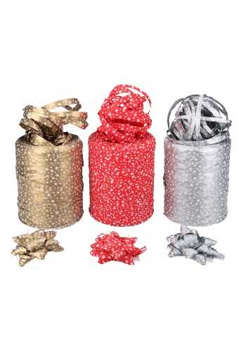 Kerst Mini Bows Strik Rond 70mm Raffia Goud & Sterren & Plakker 100st