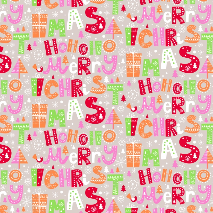 Kerstpapier Kraft Ho Ho Merry X Mas Kraft Pink Orange 40cm x 250meter